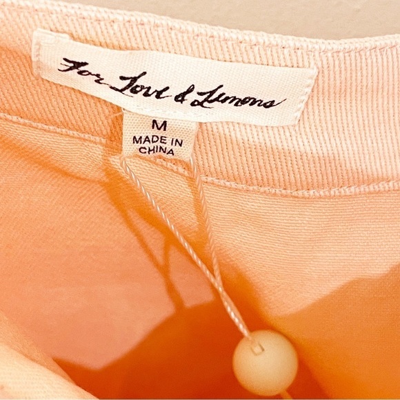 For Love & Lemons Pink Zip Up Crème Puff Denim Mini Skirt Size Medium - Picture 5 of 8